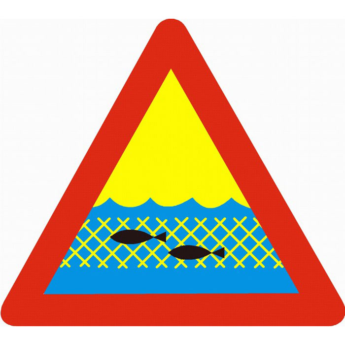 znak ostrzegawczy sieci rybackie