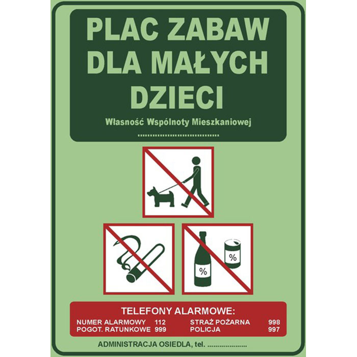 Tablica "Plac Zabaw dla Małych Dzieci" (wzór 11)