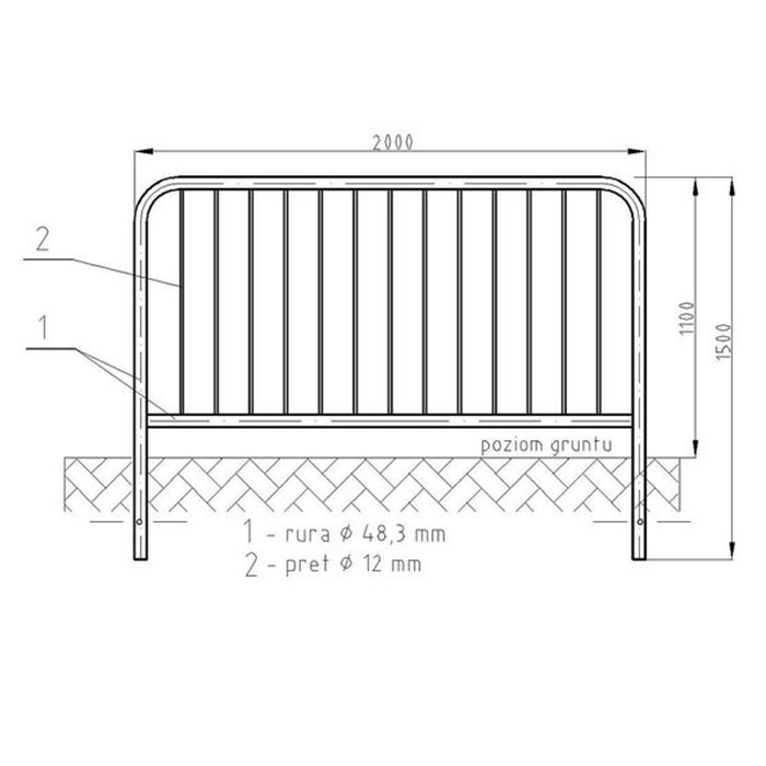 Bariera U-12a Lekka 2000x1100/48,3 mm