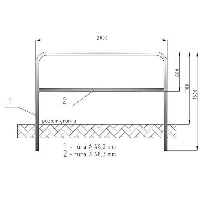 Bariera U-12a Lekka 2000x1200/48,3 mm/