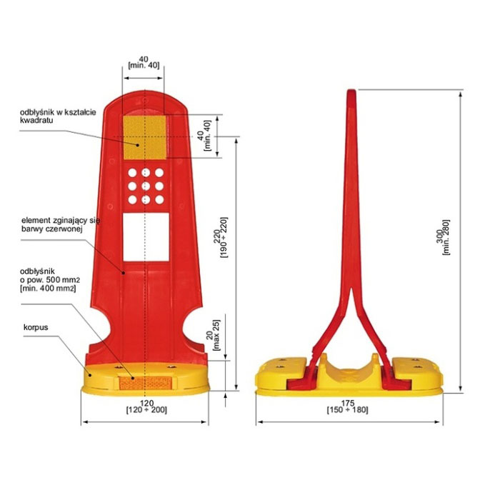 Tablica uchylna U-24 z elementami odblaskowymi